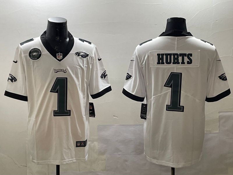 Men Philadelphia Eagles #1 Hurts White 2025 Nike Vapor Limited NFL Jersey style 5->philadelphia eagles->NFL Jersey